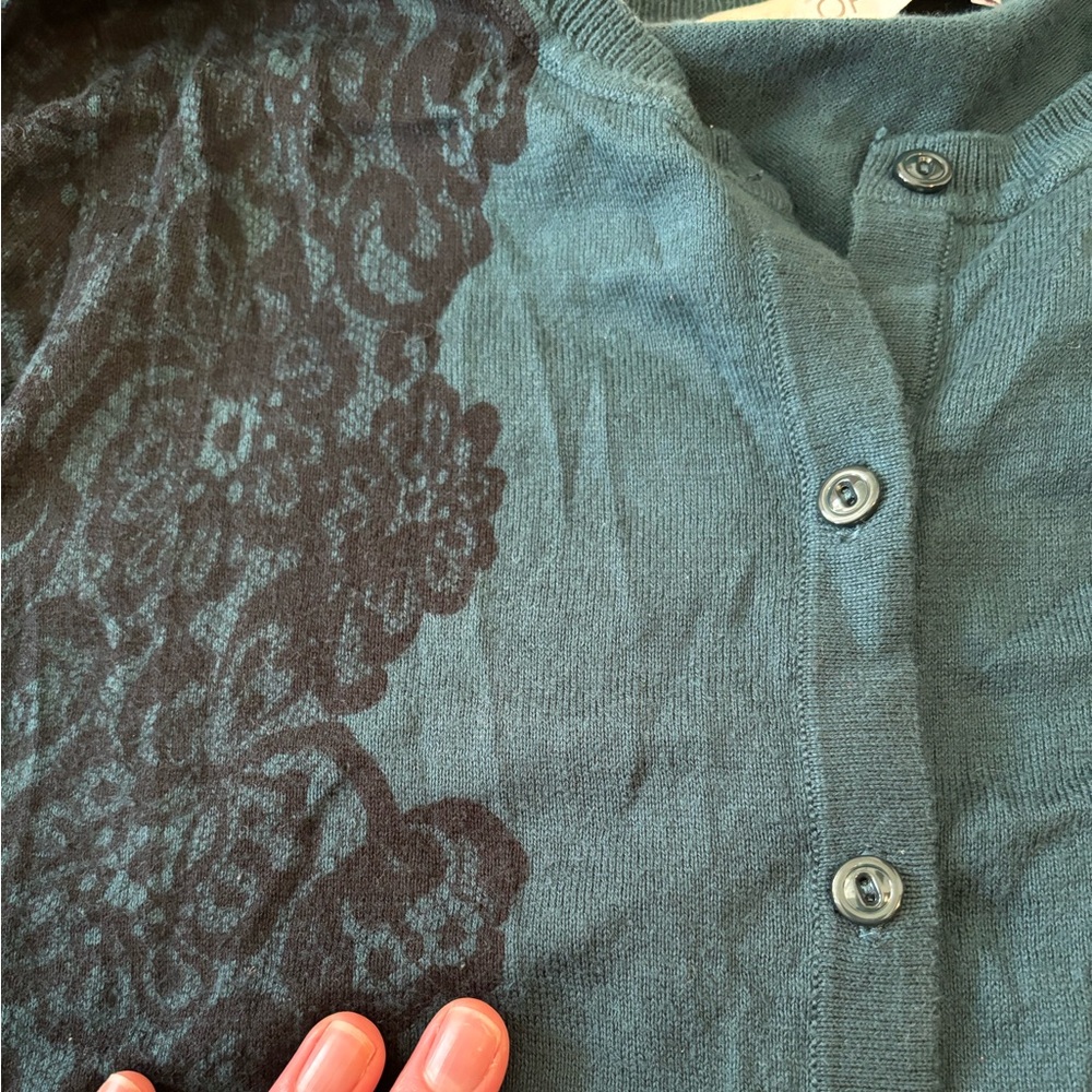 LOFT Lace Print Cardigan Sweater Size M - Picture 8 of 11